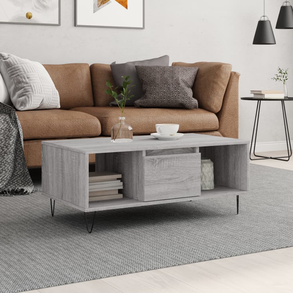 vidaXL sofabord 90x50x36,5 cm konstrueret træ grå sonoma-eg
