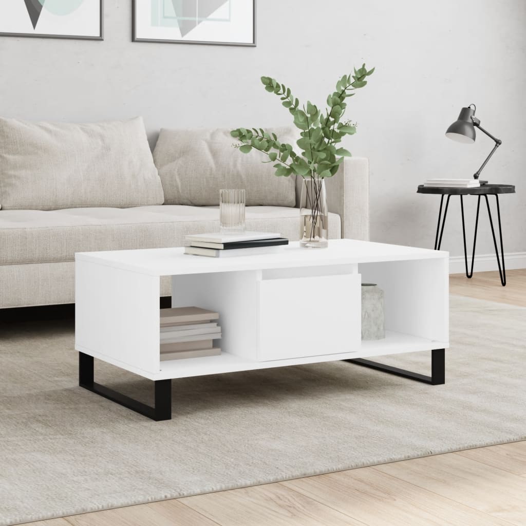 vidaXL sofabord 90x50x36,5 cm konstrueret træ hvid