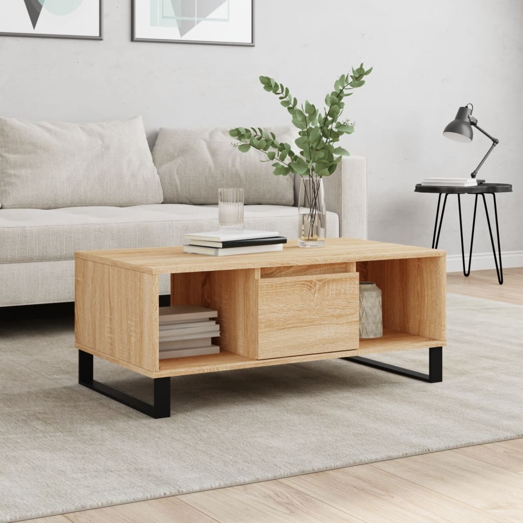 vidaXL sofabord 90x50x36,5 cm konstrueret træ sonoma-eg