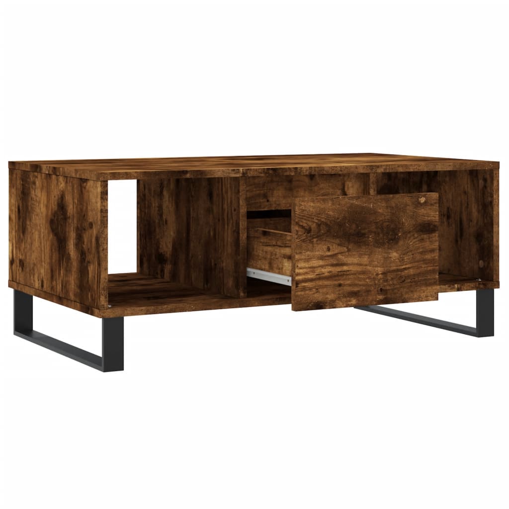 vidaXL Salontafel 90x50x36,5 cm bewerkt hout gerookt eikenkleurig, foto 4