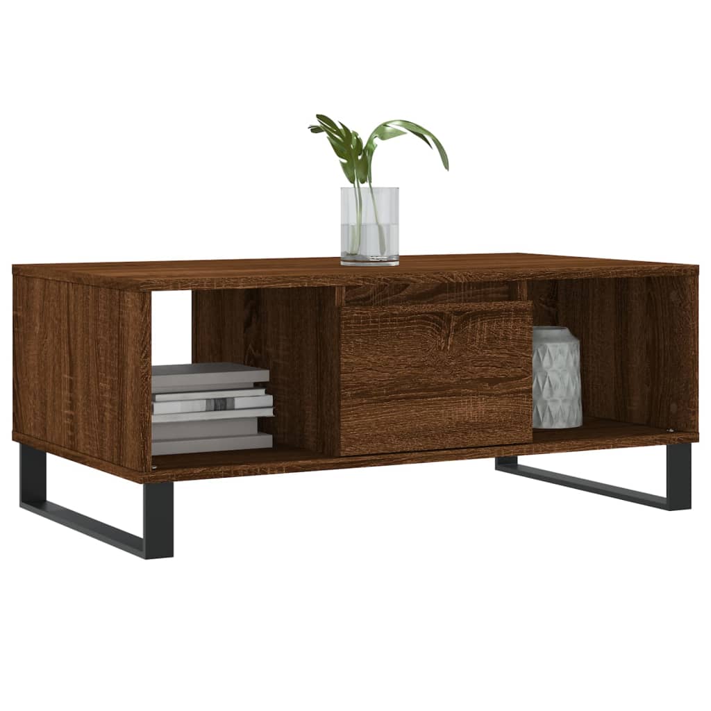 vidaXL Salontafel 90x50x36,5 cm bewerkt hout bruin eikenkleur afbeelding