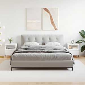 Nočna omarica 2 kosa bela 40x35x50 cm inženirski les