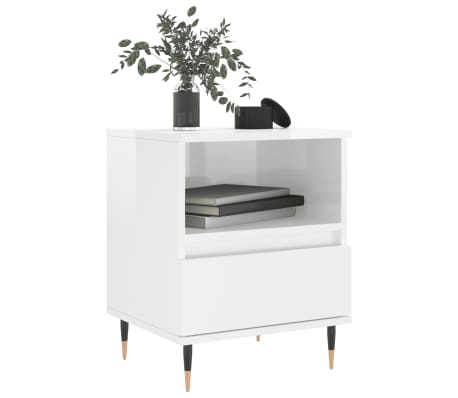 vidaXL Noptieră, alb extralucios, 40x35x50 cm, lemn compozit
