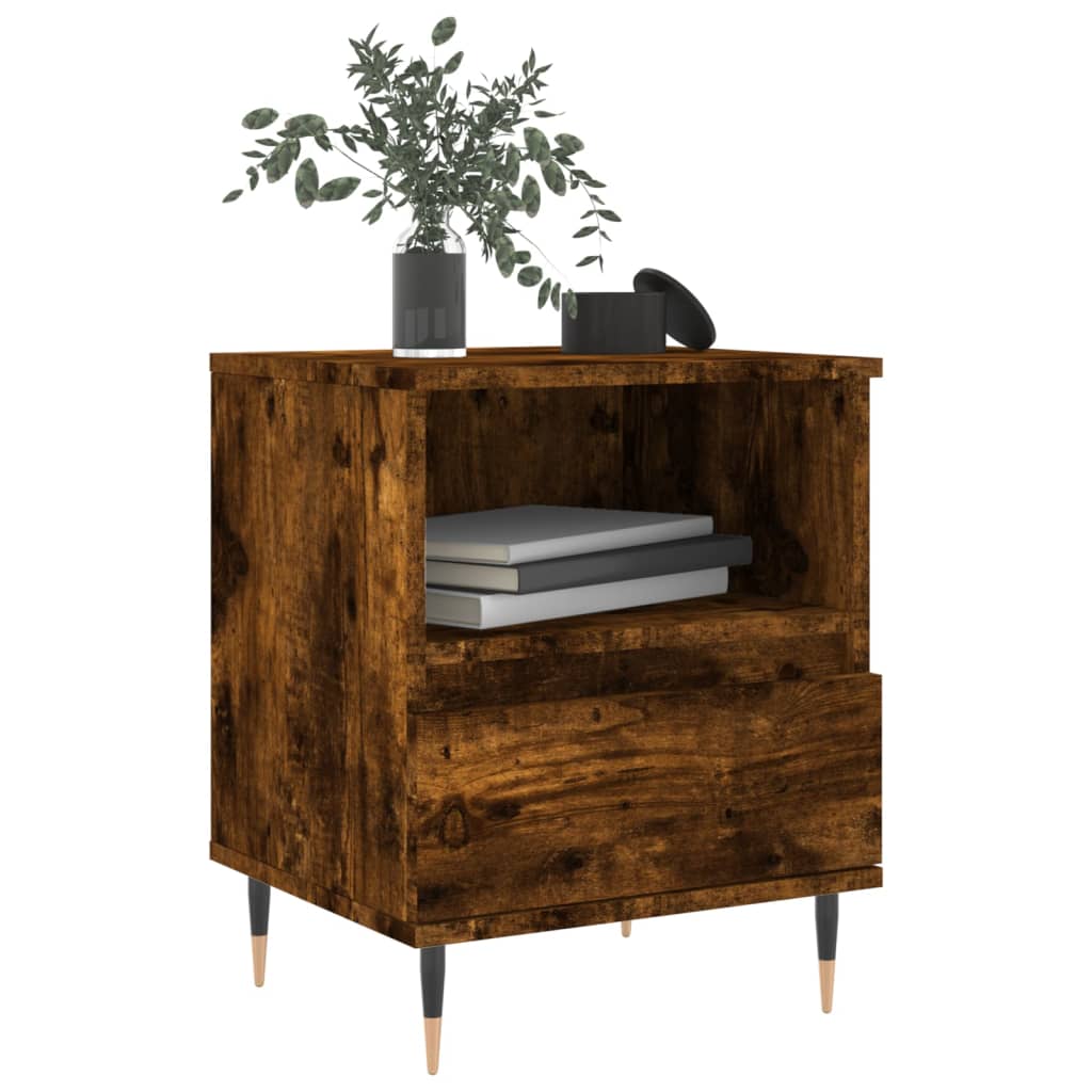 vidaXL Nachtkastje 40x35x50 cm bewerkt hout gerookt eikenkleurig afbeelding