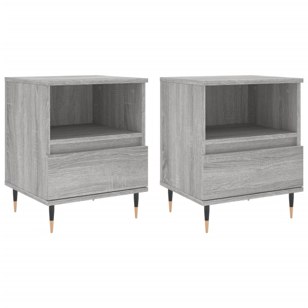 vidaXL NoÄŤnĂ­ stolky 2 ks ĹˇedĂ© sonoma 40 x 35 x 50 cm kompozitnĂ­ dĹ™evo