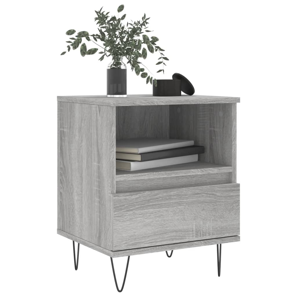 vidaXL Nachtkastjes 2 st 40x35x50 cm bewerkt hout grijs sonoma eiken afbeelding