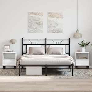 Nočna omarica 2 kosa bela 40x35x50 cm inženirski les