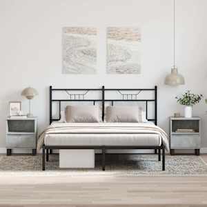 Nočna omarica 2 kosa betonsko siva 40x35x50 cm inženirski les