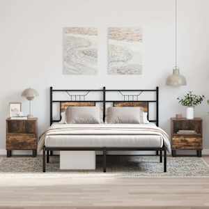 Nočna omarica 2 kosa dimljen hrast 40x35x50 cm inženirski les