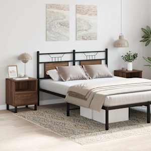 vidaXL Bedside Cabinet Set of 2 Brown oak Engineered wood, metal