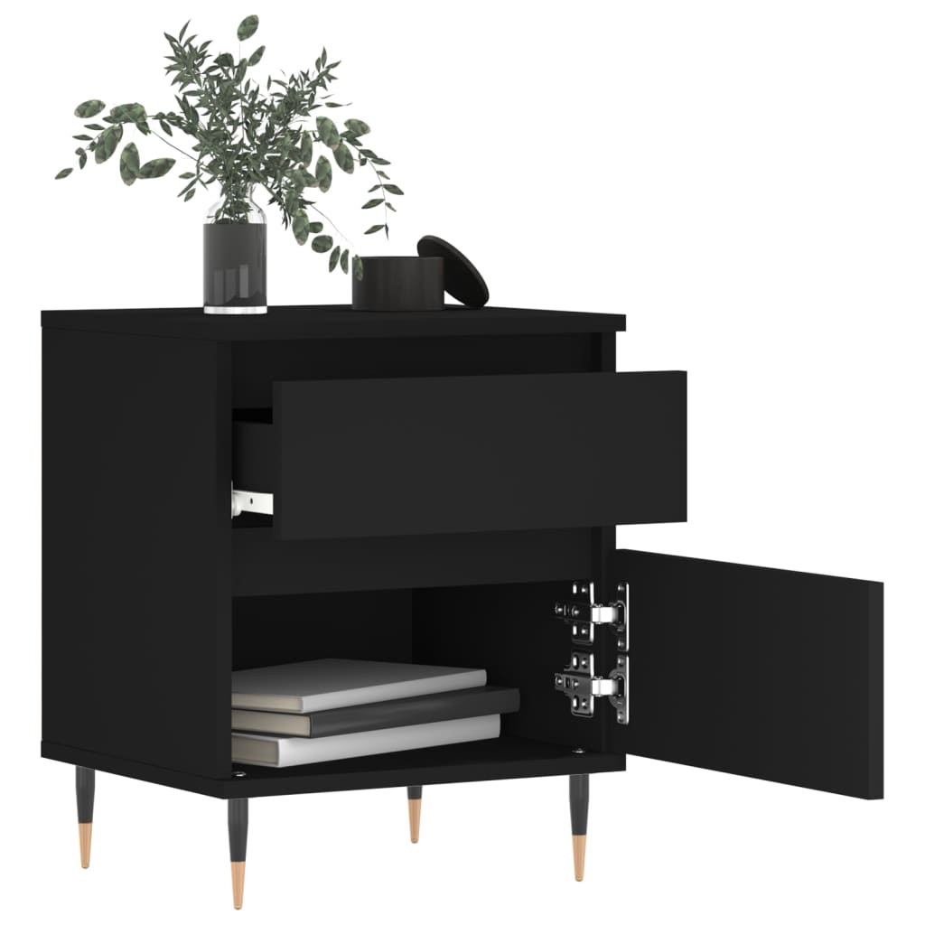 vidaXL Nachtkastje 40x35x50 cm bewerkt hout zwart afbeelding