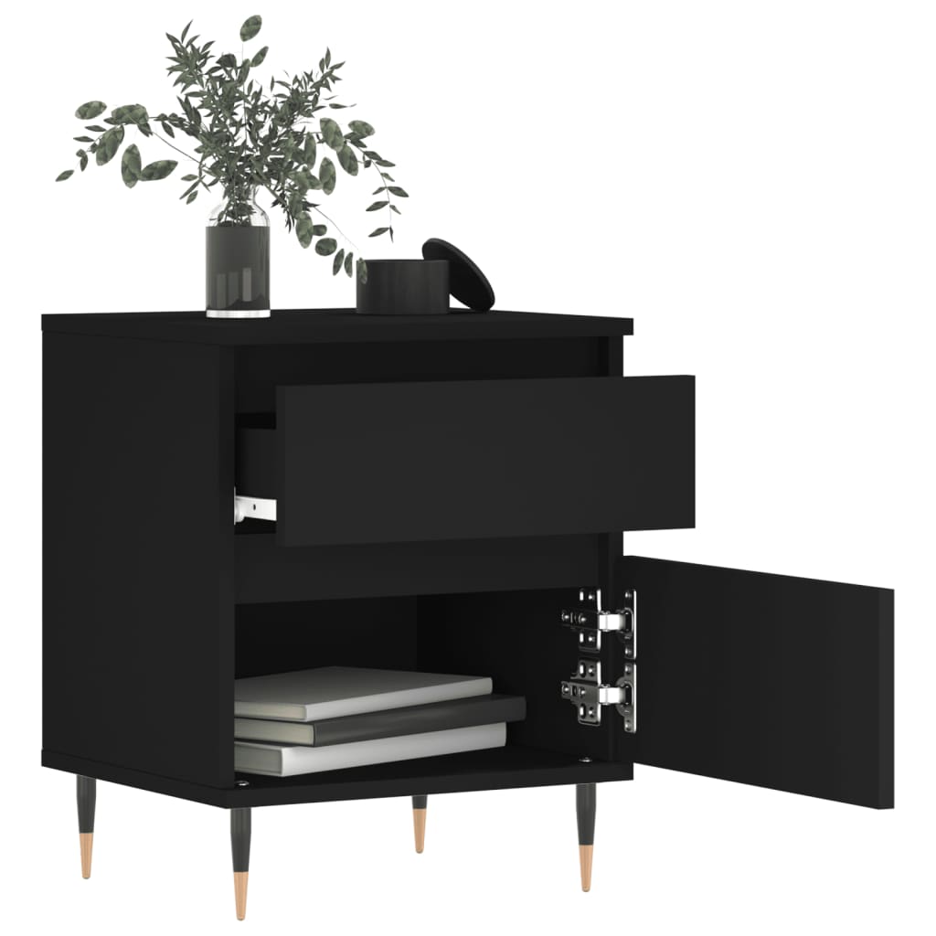 vidaXL Nachtkastjes 2 st 40x35x50 cm bewerkt hout zwart afbeelding