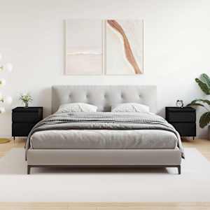 Nočna omarica 2 kosa črna 40x35x50 cm inženirski les