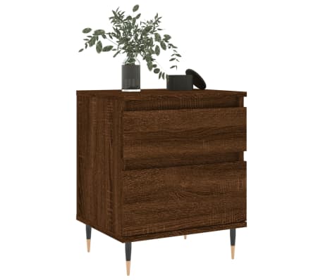 vidaXL Bedside Cabinet Set of 2 Brown oak Engineered wood