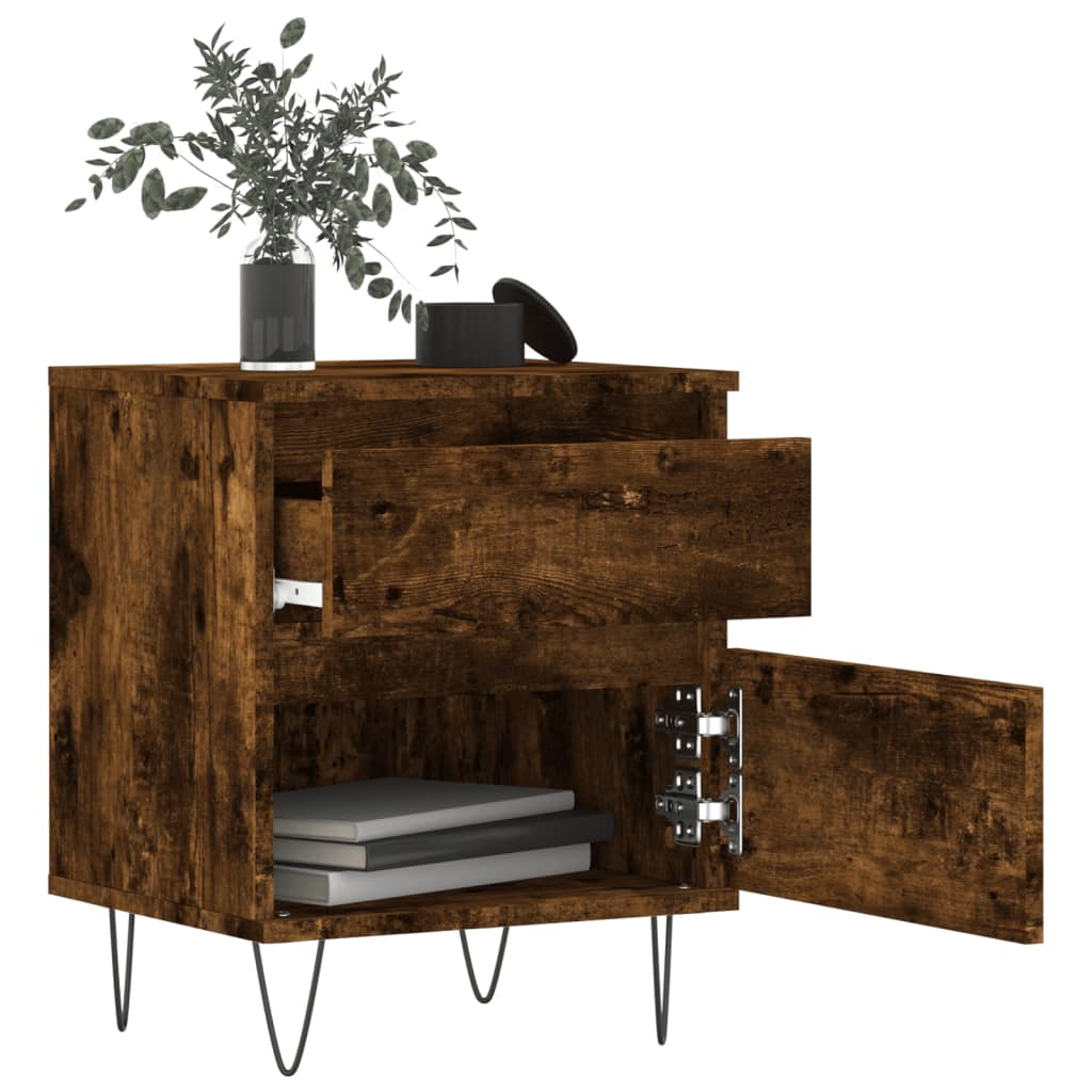 vidaXL Nachtkastje 40x35x50 cm bewerkt hout gerookt eikenkleurig afbeelding