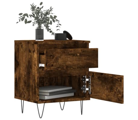 vidaXL Mesita de noche madera de ingenier&iacute;a roble ahumado 40x35x50 cm