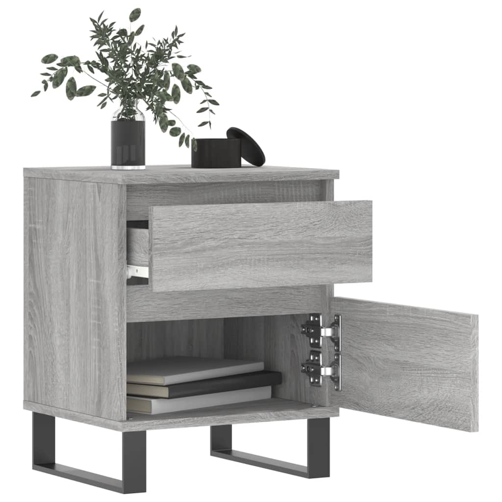 vidaXL Nachtkastje 40x35x50 cm bewerkt hout grijs sonoma eikenkleurig afbeelding