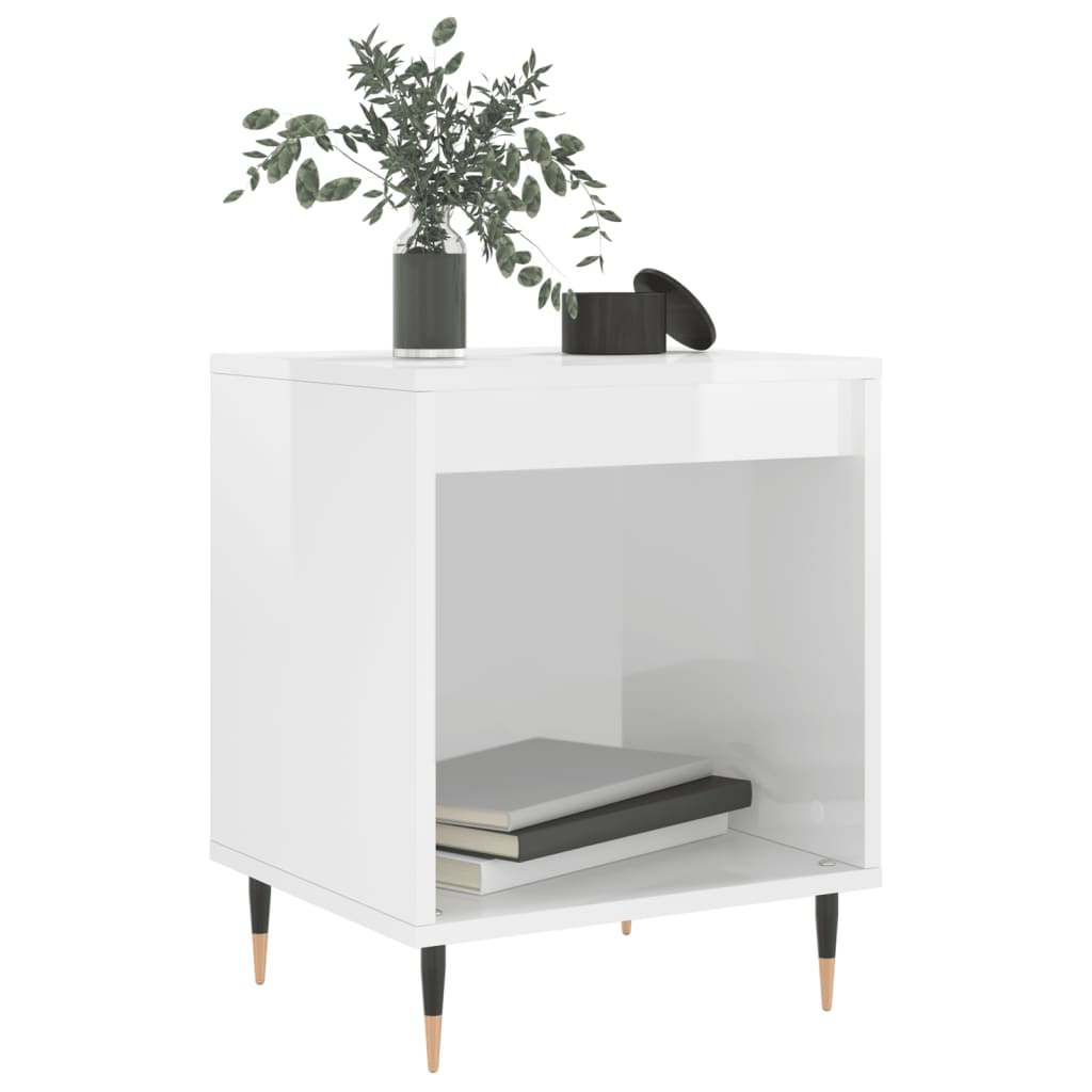 vidaXL Nachtkastjes 2 st 40x35x50 cm bewerkt hout hoogglans wit afbeelding