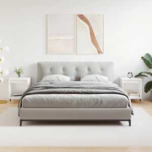 Nočna omarica 2 kosa visok sijaj bela 40x35x50cm inženirski les