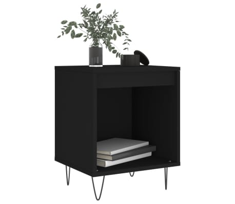 vidaXL Table de chevet Noir 40x35x50 cm Bois d&rsquo;ing&eacute;nierie