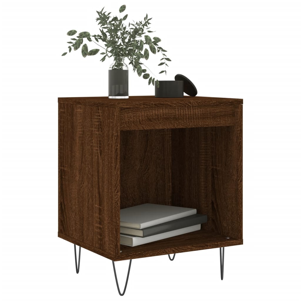 vidaXL Nachtkastje 40x35x50 cm bewerkt hout bruin eikenkleur afbeelding