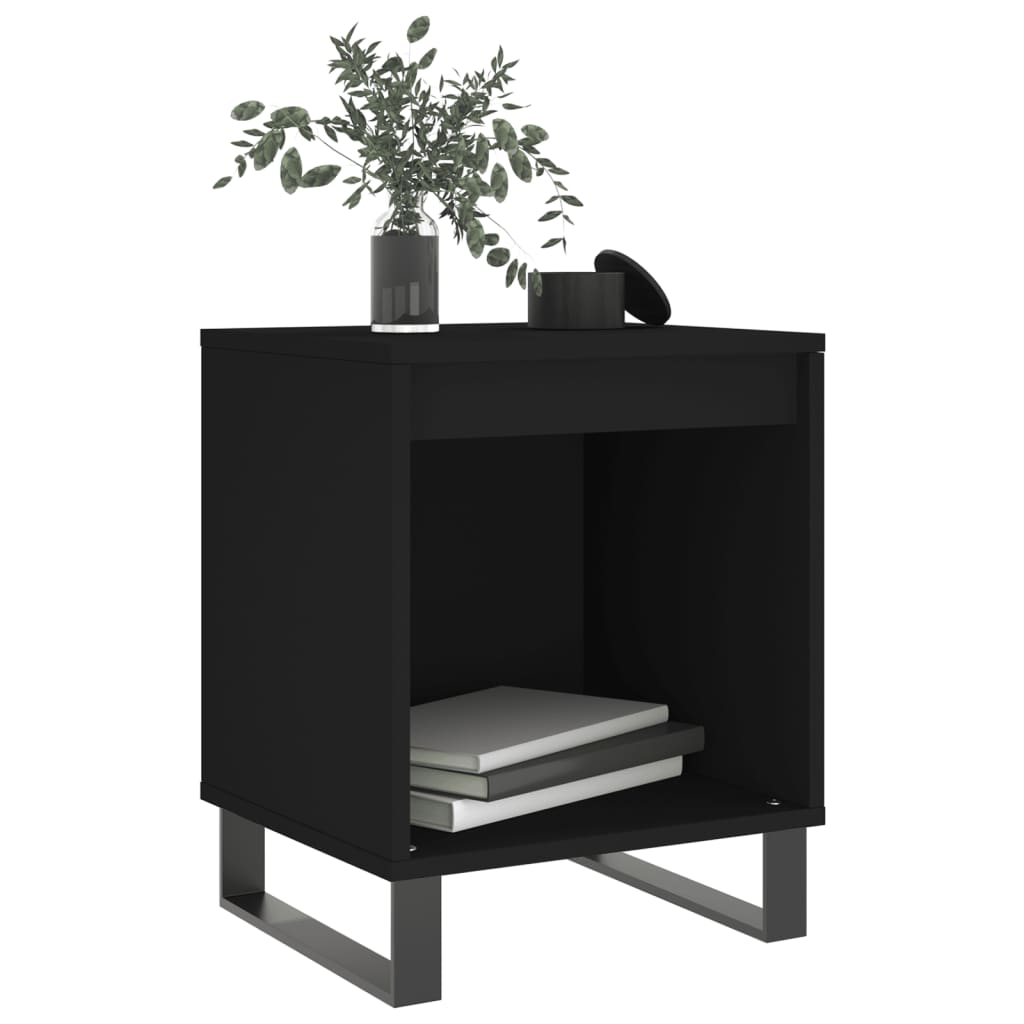 vidaXL Bedside Cabinet Black 40x35x50 cm Engineered Wood