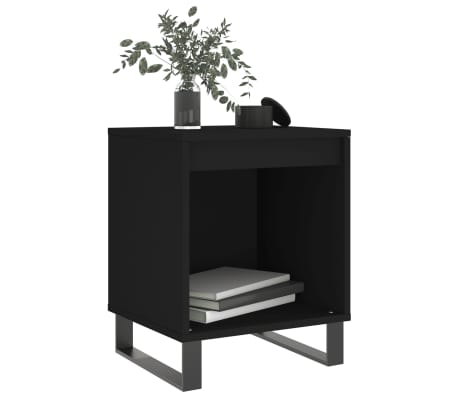 vidaXL Bedside Cabinet Black 40x35x50 cm Engineered Wood