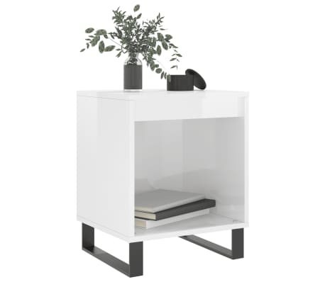 vidaXL Nočn&yacute; stol&iacute;k leskl&yacute; biely 40x35x50 cm spracovan&eacute; drevo