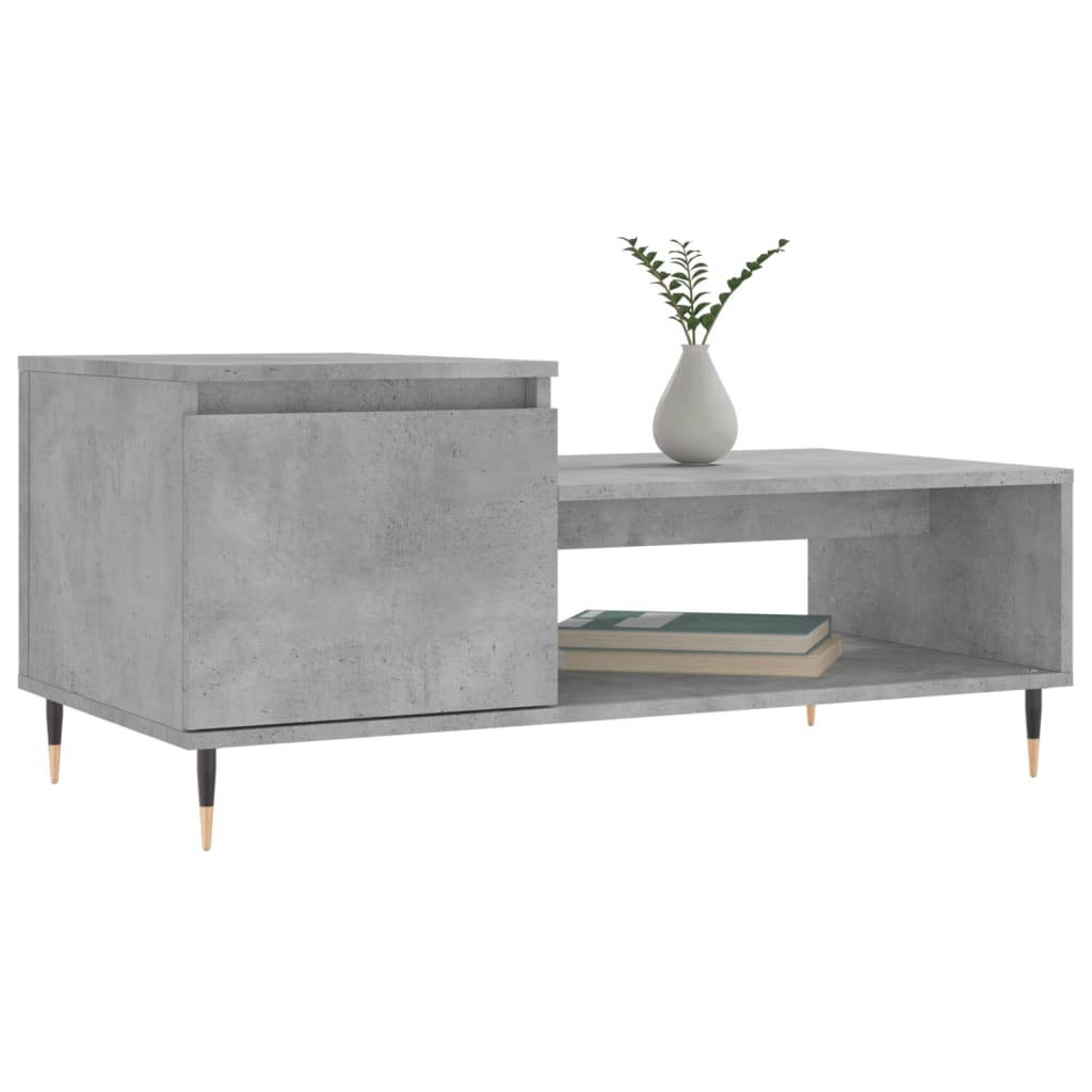 vidaXL Salontafel 100x50x45 cm bewerkt hout betongrijs afbeelding