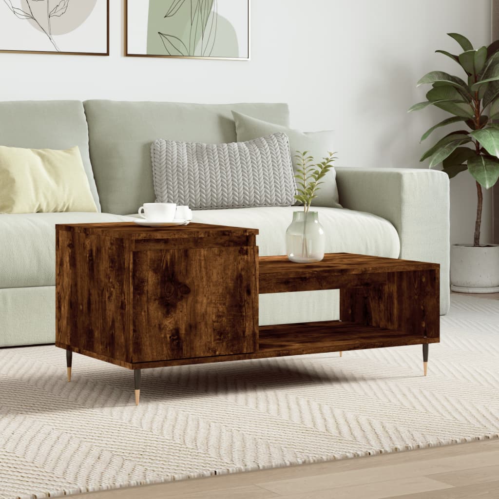 vidaXL sofabord 100x50x45 cm konstrueret træ røget egetræsfarve