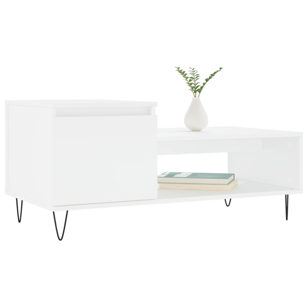 vidaXL Salontafel 100x50x45 cm bewerkt hout wit afbeelding