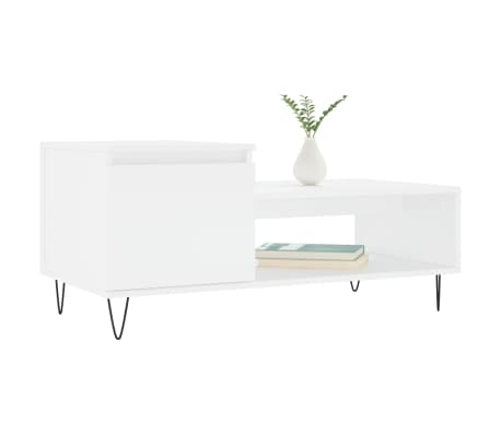 vidaXL Table basse Blanc 100x50x45 cm Bois d'ing&eacute;nierie