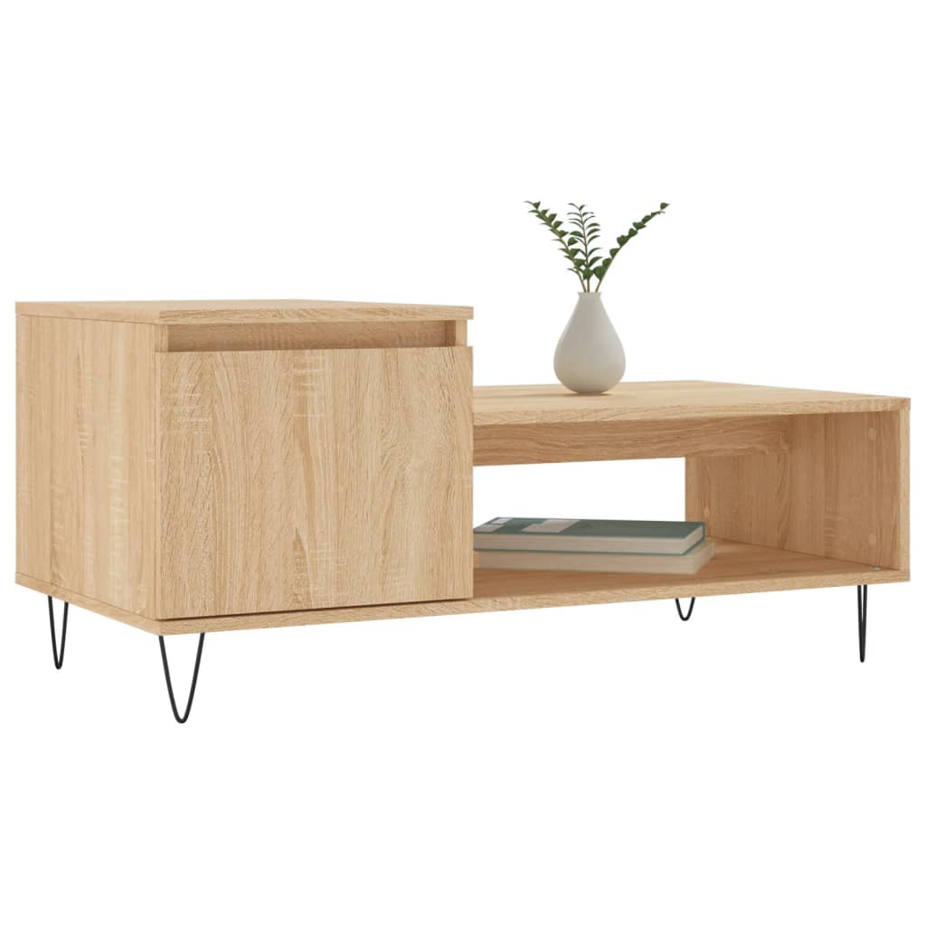 vidaXL Salontafel 100x50x45 cm bewerkt hout sonoma eikenkleurig afbeelding