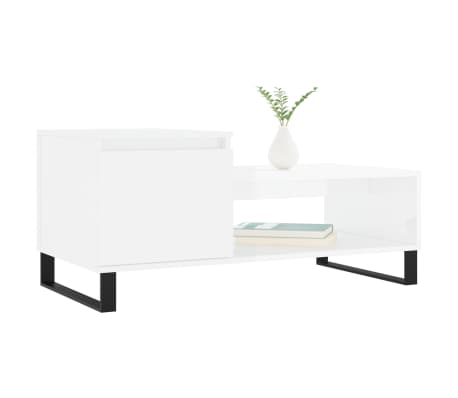 vidaXL Mesa de centro 100x50x45 cm derivados madeira branco brilhante