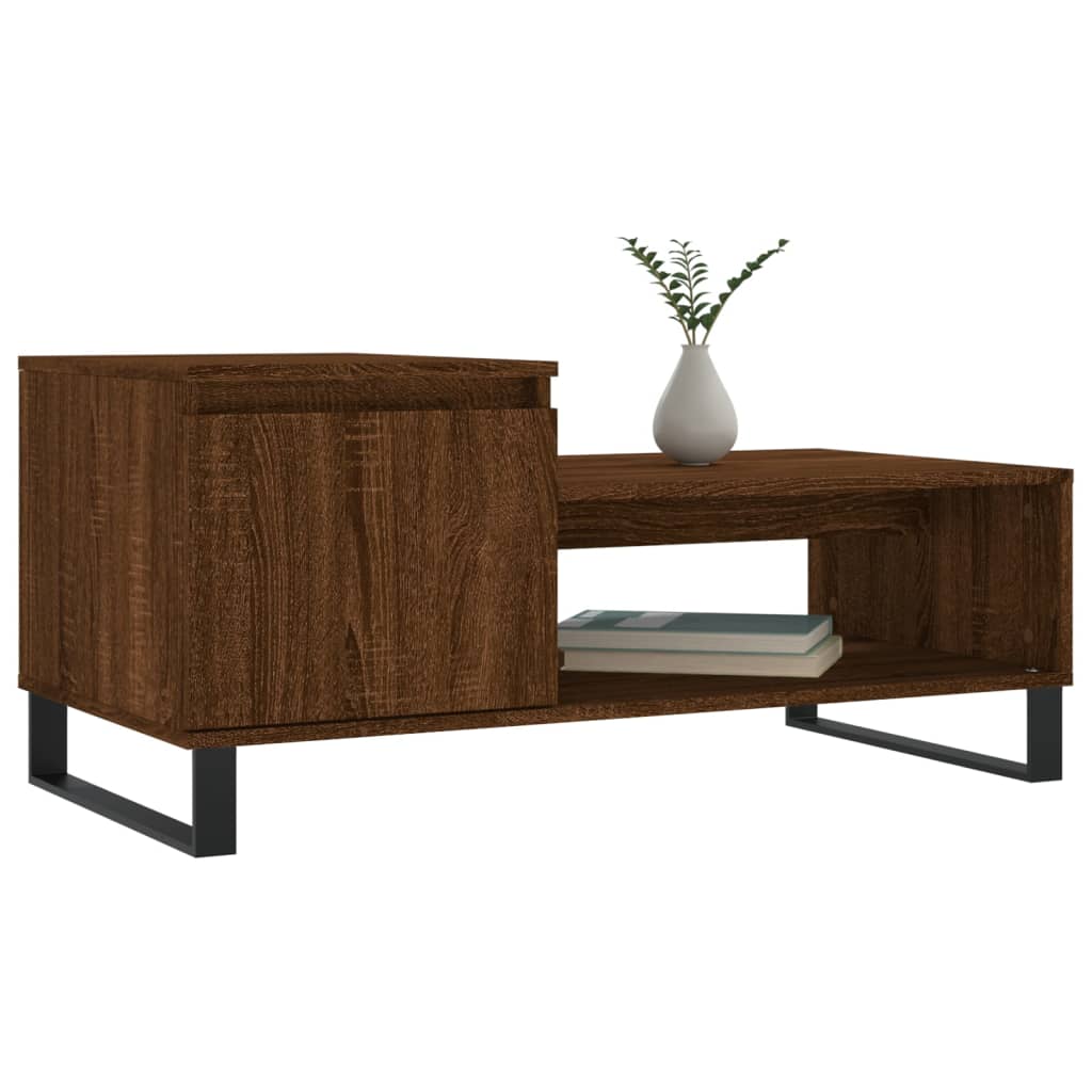 vidaXL Salontafel 100x50x45 cm bewerkt hout bruineiken afbeelding