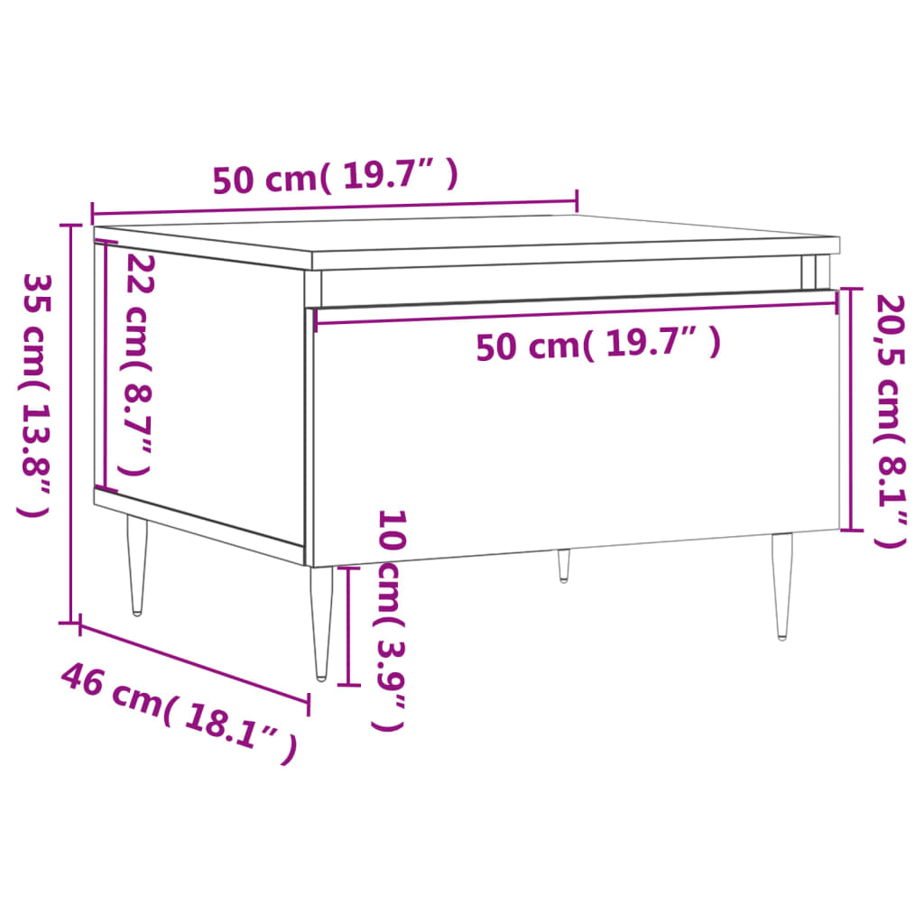 Mese de cafea 2 buc. alb extralucios 50x46x35 cm lemn compozit