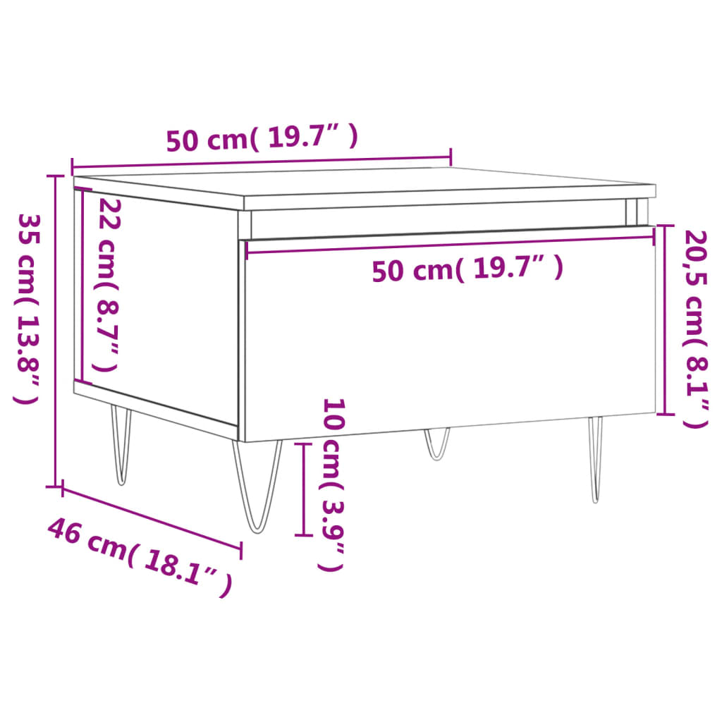 Mese de cafea 2 buc. alb extralucios 50x46x35 cm lemn compozit