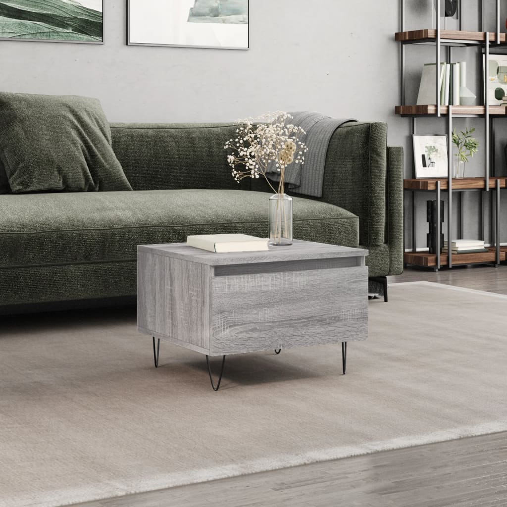 vidaXL sofabord 50x46x35 cm konstrueret træ grå sonoma-eg