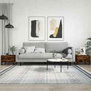 Klubska mizica 2 kosa dimljeni hrast 50x46x35 cm inženirski les