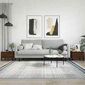 Klubska mizica 2 kosa rjav hrast 50x46x35 cm inženirski les