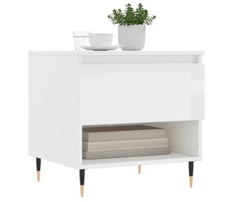 vidaXL Salontafel 50x46x50 cm bewerkt hout hoogglans wit