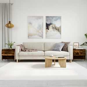 Klubska mizica 2 kosa dimljen hrast 50x46x50 cm inženirski les