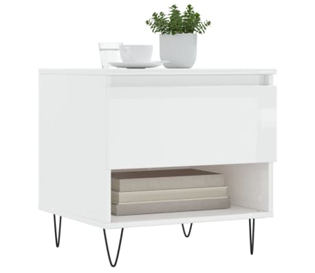 vidaXL sofabord 50x46x50 cm konstrueret tr&aelig; hvid h&oslash;jglans