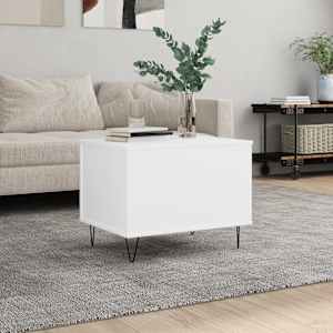 Klubska mizica bela 60x44,5x45 cm inženirski les