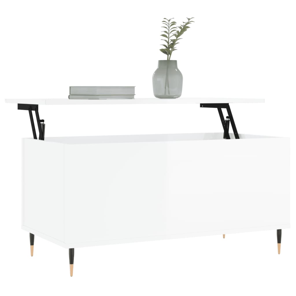 vidaXL Salontafel 90x44,5x45 cm bewerkt hout hoogglans wit afbeelding