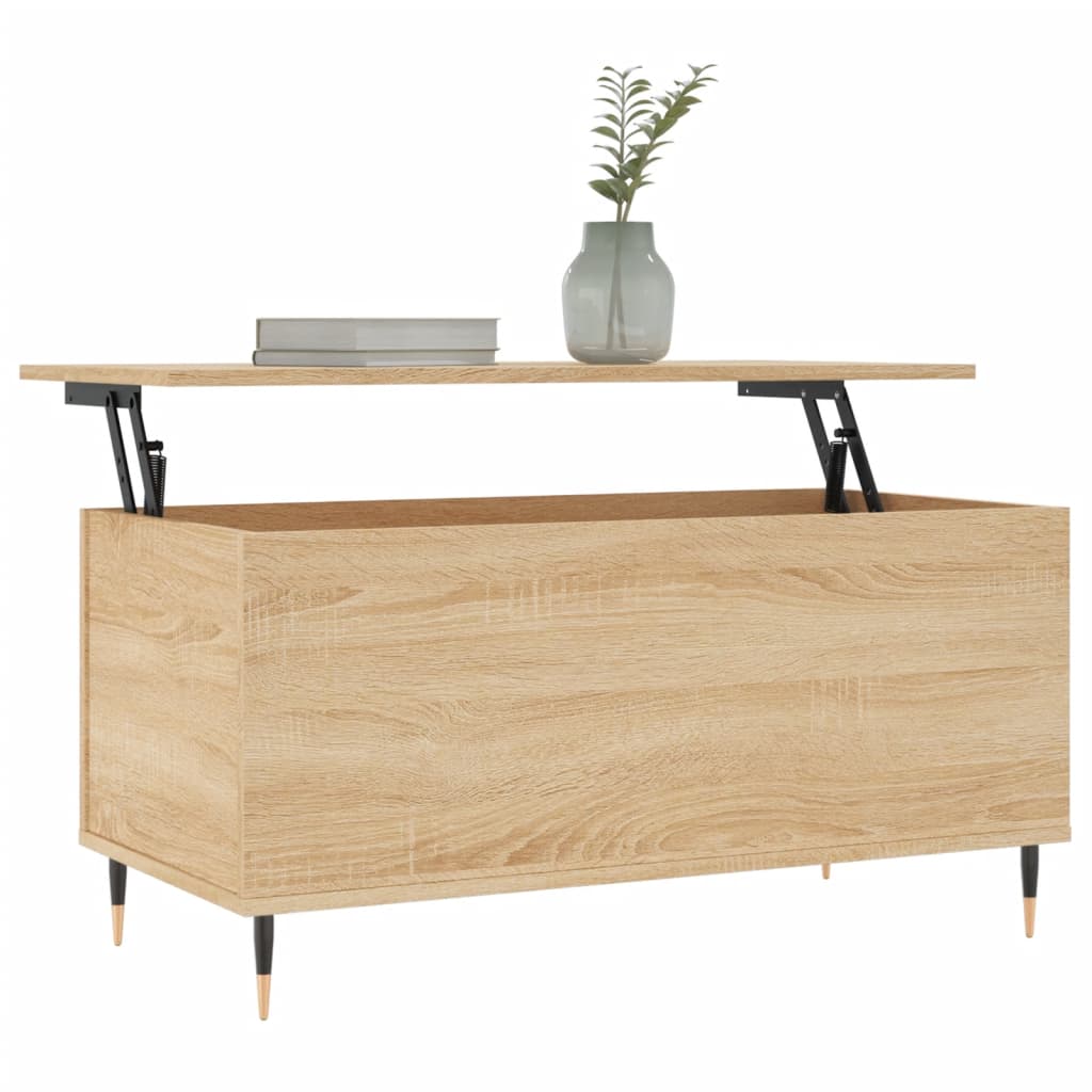 vidaXL Salontafel 90x44,5x45 cm bewerkt hout sonoma eikenkleurig afbeelding