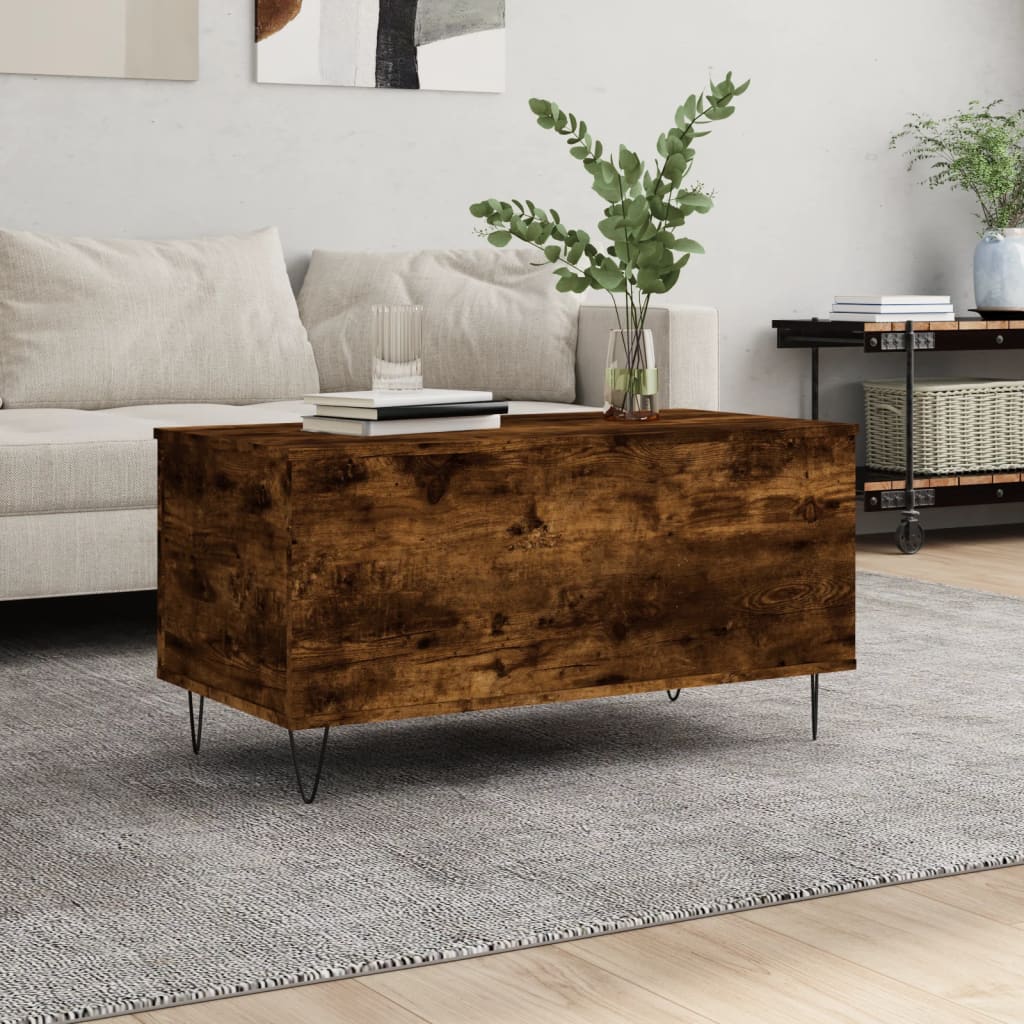 vidaXL sofabord 90x44,5x45 cm konstrueret træ røget egetræsfarve