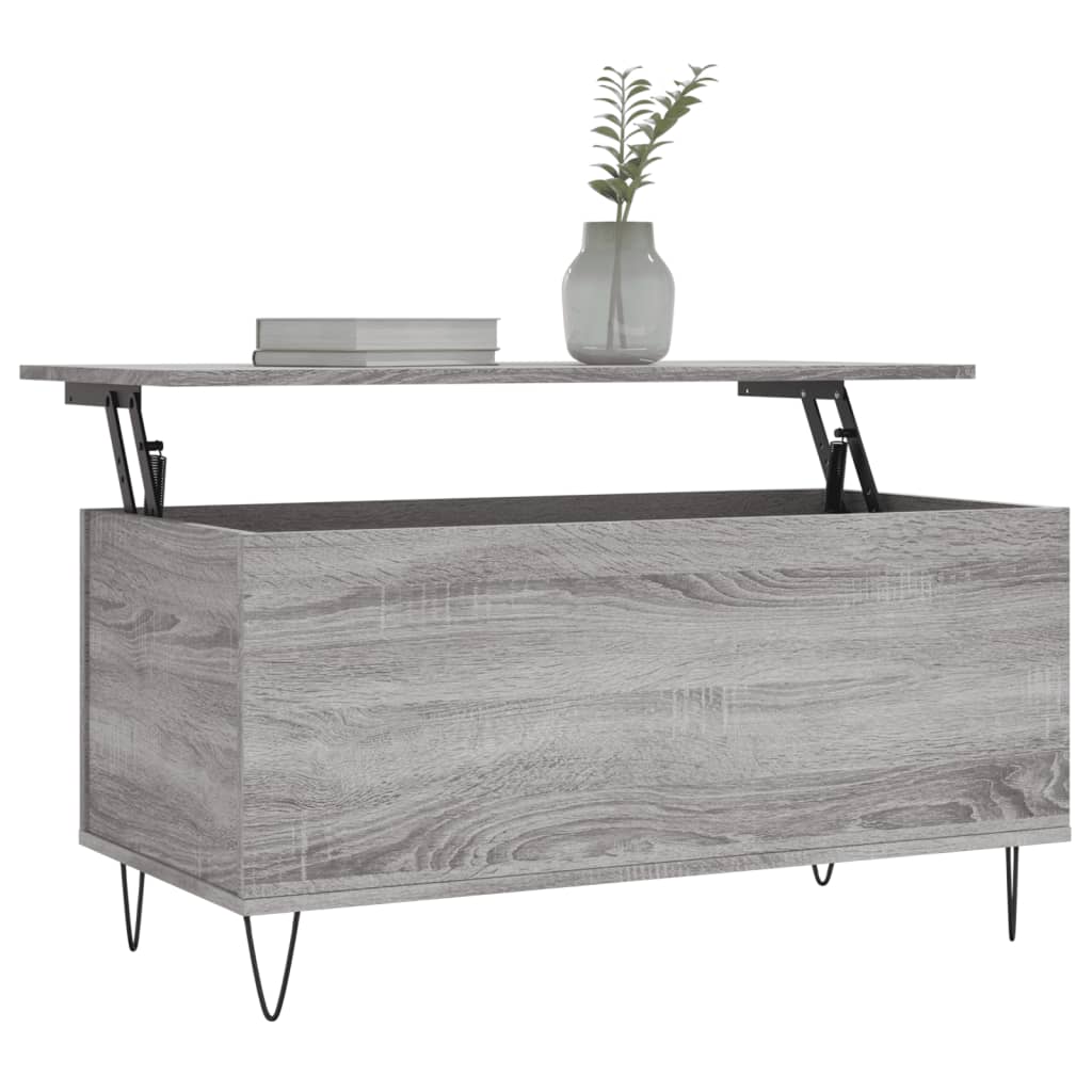 vidaXL Salontafel 90x44,5x45 cm bewerkt hout grijs sonoma eikenkleurig afbeelding