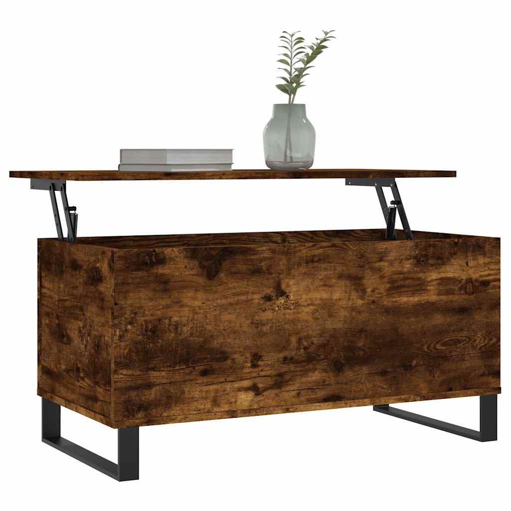 vidaXL Salontafel 90x44,5x45 cm bewerkt hout gerookt eikenkleurig afbeelding