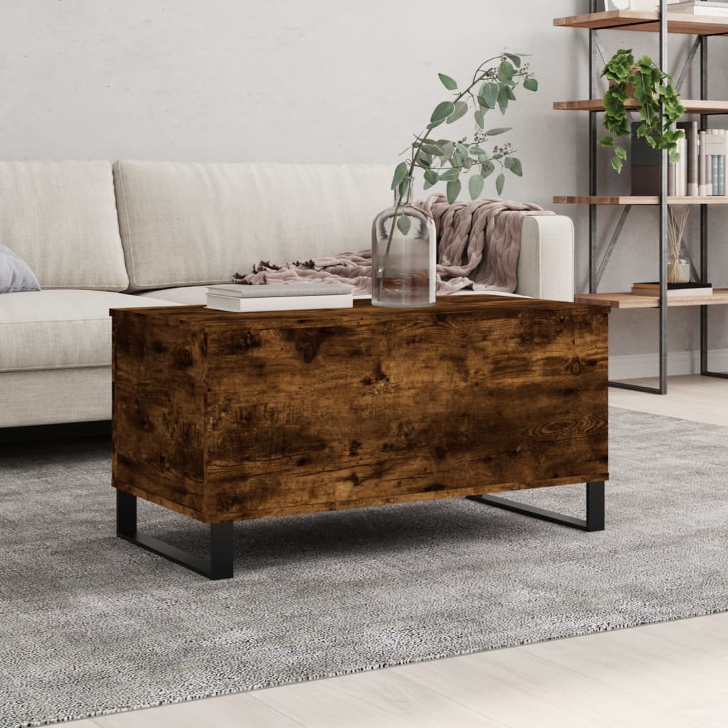 vidaXL Couchtisch Räuchereiche 90x44,5x45 cm Holzwerkstoff